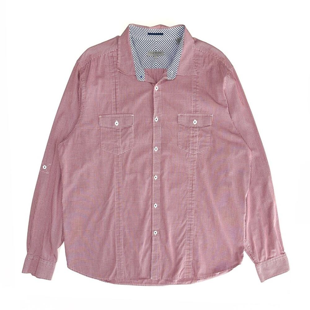 Ted Baker Micro Gingham Long Sleeve Casual Button Down Shirt